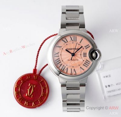 Super clone Cartier Ballon Bleu 33 Salmon Dial AF 1853 w Quickswitch Strap